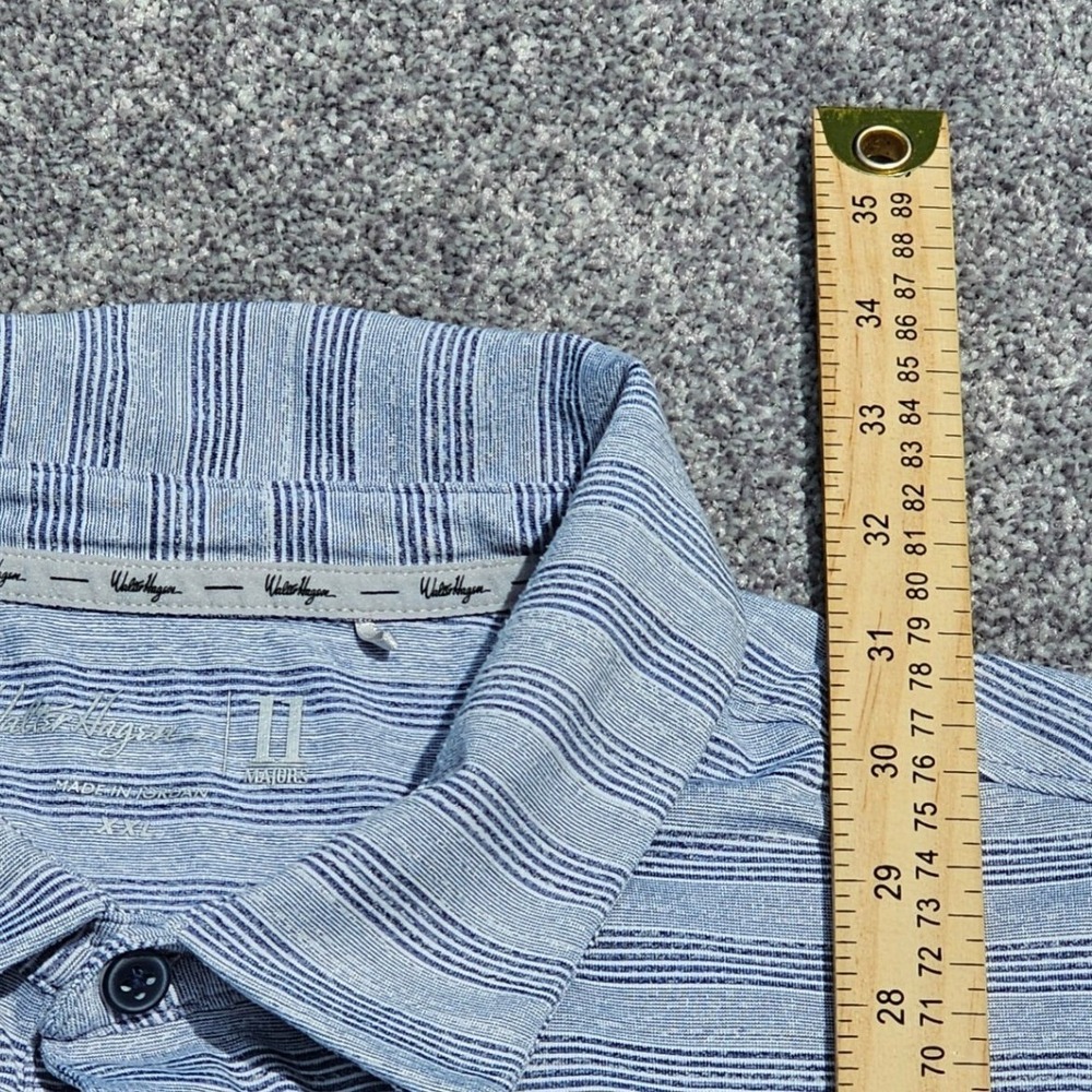 Walter Hagen 11 majors Polo Shirt Mens XXL Gray Striped Performance Golf S/S - Picture 6 of 10